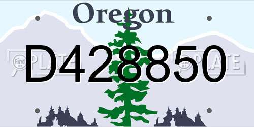 D428850 Oregon License Plate