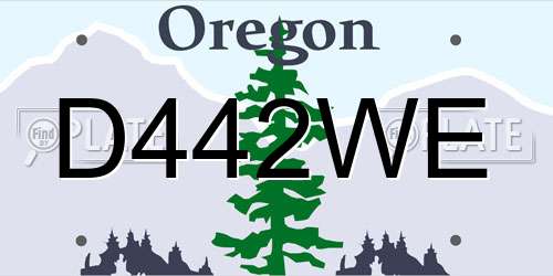 D442WE Oregon License Plate