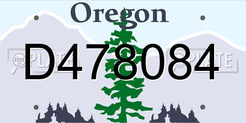 D478084 Oregon License Plate