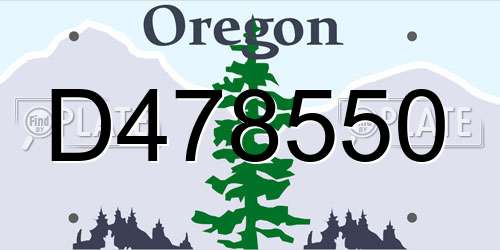 D478550 Oregon License Plate