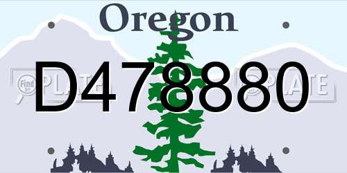 D478880 Oregon License Plate