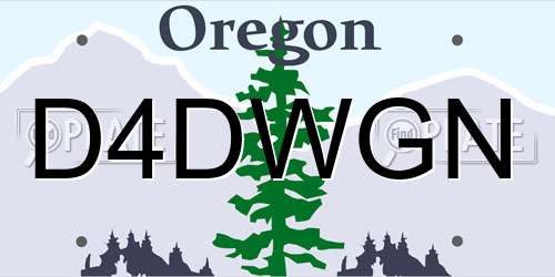 D4DWGN Oregon License Plate
