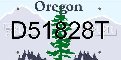 D51828T Oregon License Plate