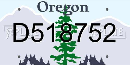 D518752 Oregon License Plate