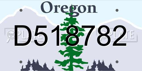 D518782 Oregon License Plate