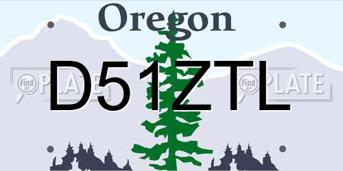 D51ZTL Oregon License Plate