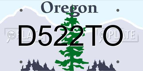 D522TO Oregon License Plate
