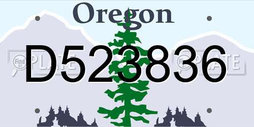 D523836 Oregon License Plate