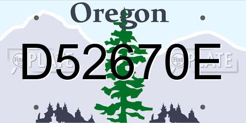 D52670E Oregon License Plate