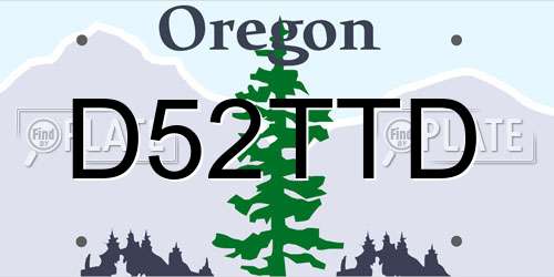 D52TTD Oregon License Plate