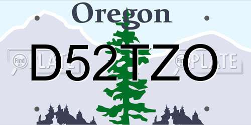 D52TZO Oregon License Plate