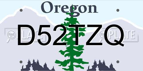 D52TZQ Oregon License Plate