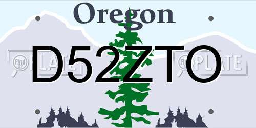 D52ZTO Oregon License Plate