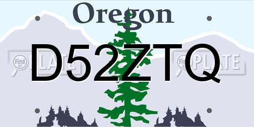D52ZTQ Oregon License Plate