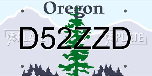 D52ZZD Oregon License Plate