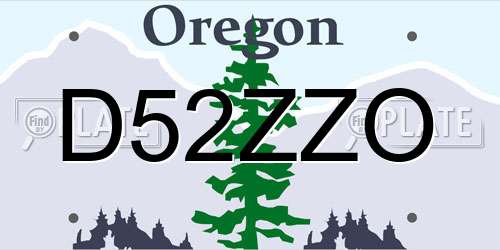 D52ZZO Oregon License Plate