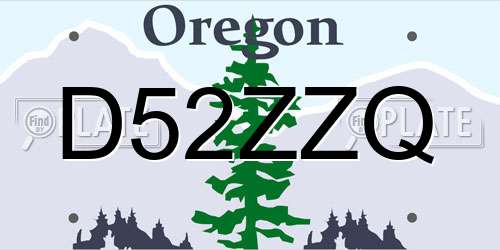 D52ZZQ Oregon License Plate