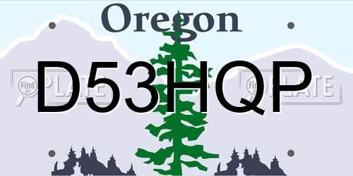 D53HQP Oregon License Plate