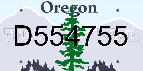 D554755 Oregon License Plate
