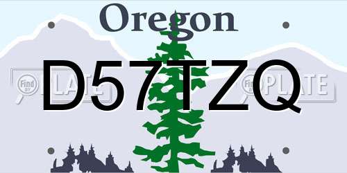 D57TZQ Oregon License Plate