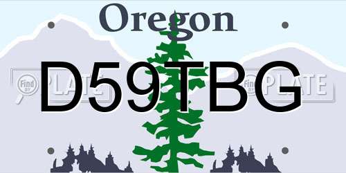 D59TBG Oregon License Plate