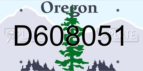 D608051 Oregon License Plate