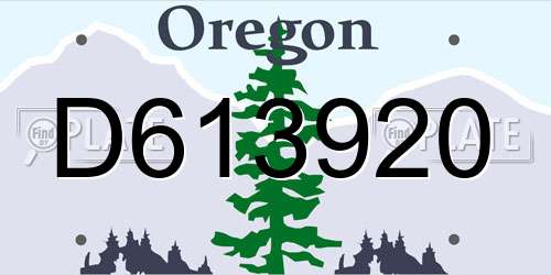 D613920 Oregon License Plate