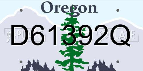 D61392Q Oregon License Plate