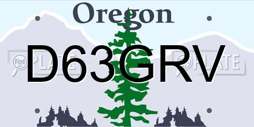 D63GRV Oregon License Plate