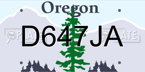 D647JA Oregon License Plate