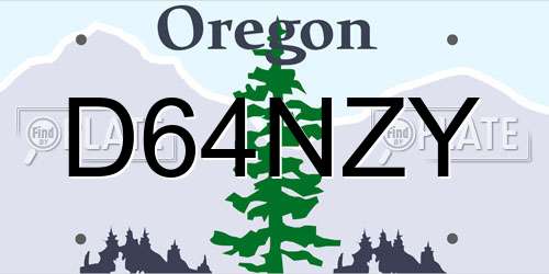 D64NZY Oregon License Plate