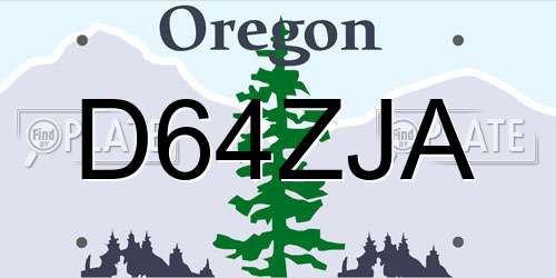 D64ZJA Oregon License Plate