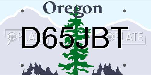 D65JBT Oregon License Plate