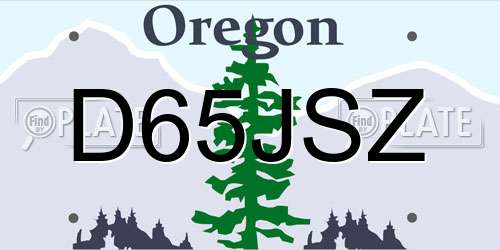 D65JSZ Oregon License Plate