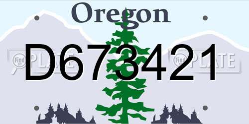 D673421 Oregon License Plate