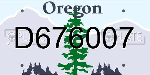 D676007 Oregon License Plate