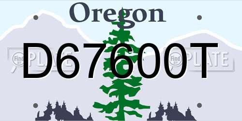 D67600T Oregon License Plate