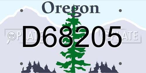 D68205 Oregon License Plate