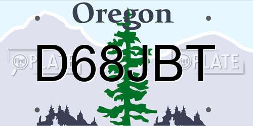 D68JBT Oregon License Plate