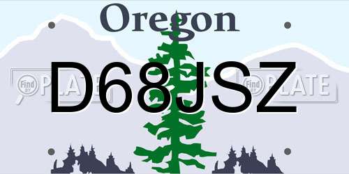 D68JSZ Oregon License Plate