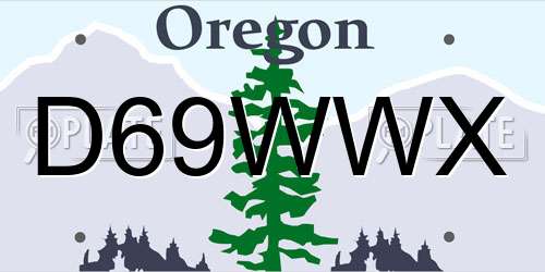 D69WWX Oregon License Plate