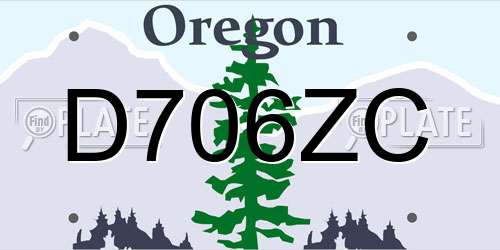 D706ZC Oregon License Plate