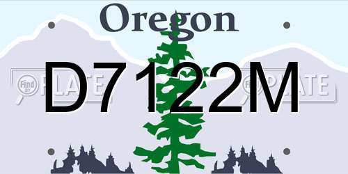 D7122M Oregon License Plate