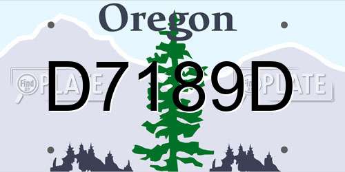 D7189D Oregon License Plate