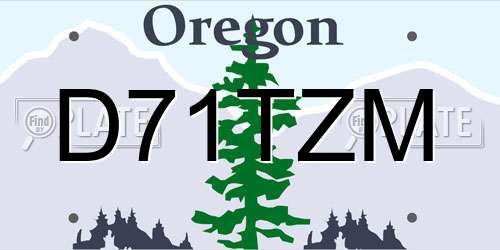 D71TZM Oregon License Plate