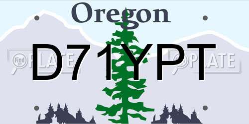 D71YPT Oregon License Plate