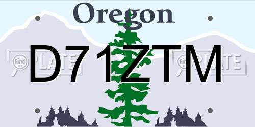 D71ZTM Oregon License Plate