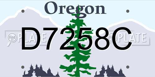 D7258C Oregon License Plate