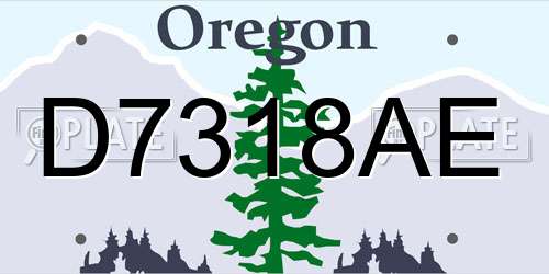 D7318AE Oregon License Plate