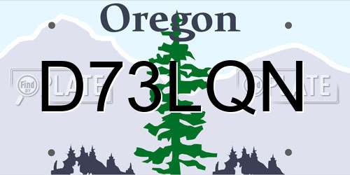 D73LQN Oregon License Plate
